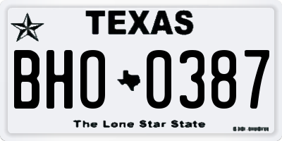TX license plate BHO0387