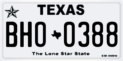 TX license plate BHO0388