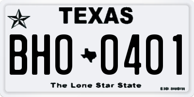 TX license plate BHO0401