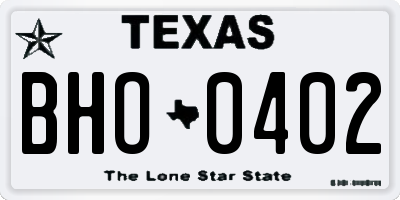 TX license plate BHO0402