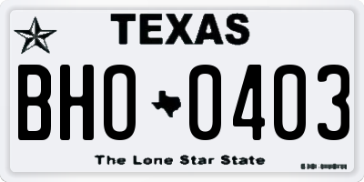 TX license plate BHO0403