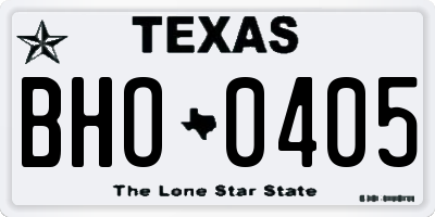TX license plate BHO0405