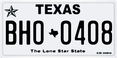 TX license plate BHO0408