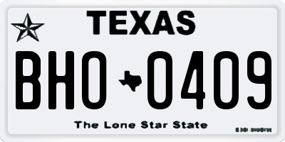 TX license plate BHO0409