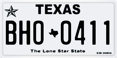 TX license plate BHO0411