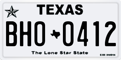 TX license plate BHO0412