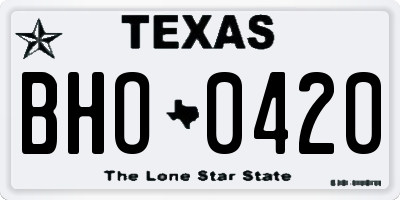 TX license plate BHO0420