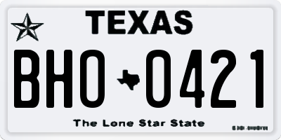 TX license plate BHO0421