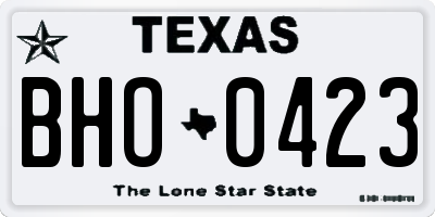 TX license plate BHO0423