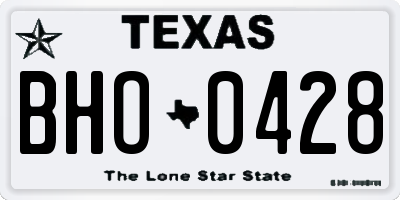 TX license plate BHO0428