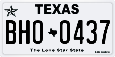 TX license plate BHO0437