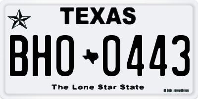 TX license plate BHO0443