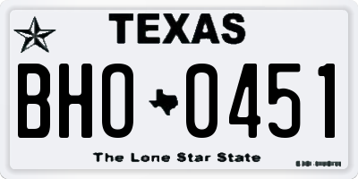TX license plate BHO0451
