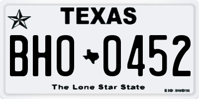 TX license plate BHO0452