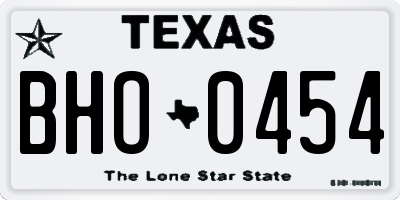 TX license plate BHO0454