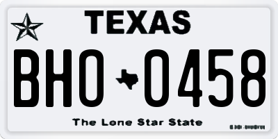 TX license plate BHO0458