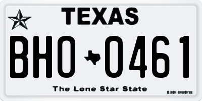 TX license plate BHO0461