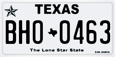 TX license plate BHO0463