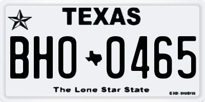 TX license plate BHO0465