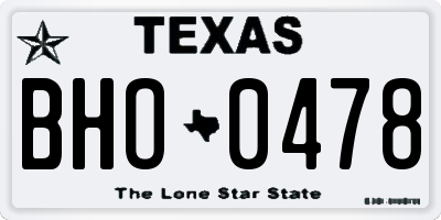 TX license plate BHO0478