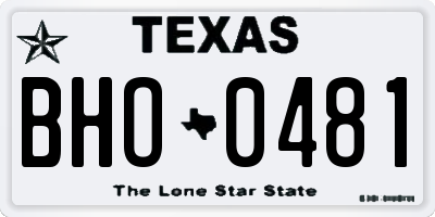 TX license plate BHO0481