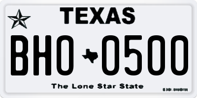 TX license plate BHO0500