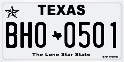 TX license plate BHO0501
