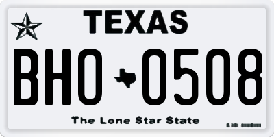 TX license plate BHO0508