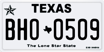 TX license plate BHO0509