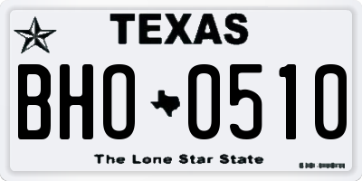 TX license plate BHO0510