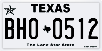 TX license plate BHO0512
