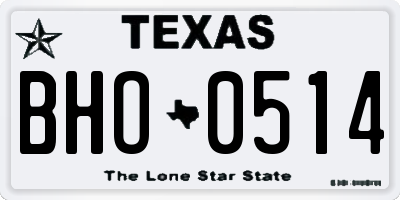 TX license plate BHO0514