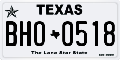TX license plate BHO0518