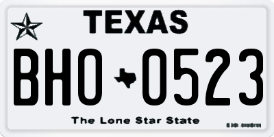 TX license plate BHO0523