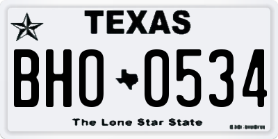 TX license plate BHO0534