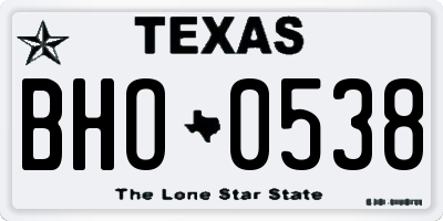 TX license plate BHO0538