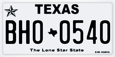 TX license plate BHO0540