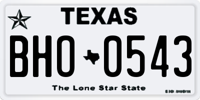 TX license plate BHO0543