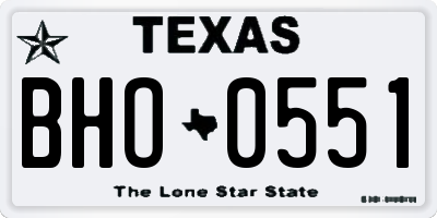TX license plate BHO0551