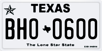 TX license plate BHO0600