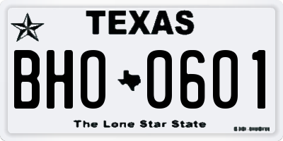 TX license plate BHO0601