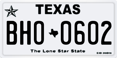 TX license plate BHO0602