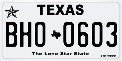 TX license plate BHO0603