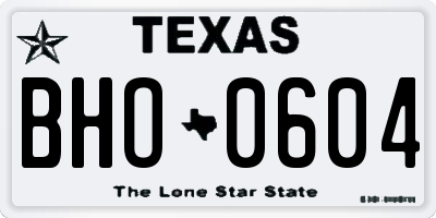 TX license plate BHO0604