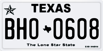 TX license plate BHO0608