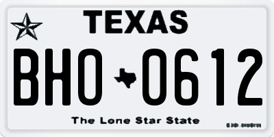 TX license plate BHO0612