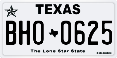 TX license plate BHO0625