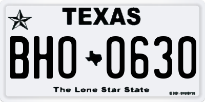 TX license plate BHO0630