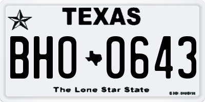 TX license plate BHO0643