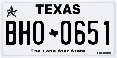 TX license plate BHO0651